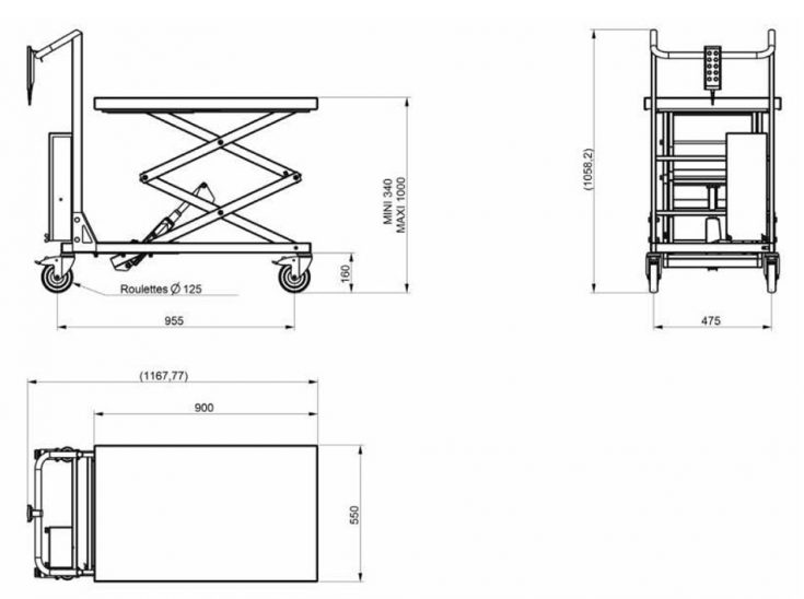 Table élévatrice inox levée électrique