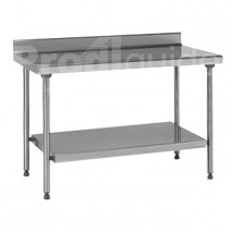 Table inox à dosseret avec étagère basse